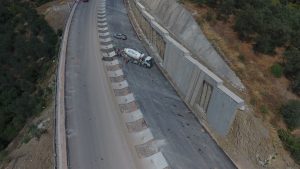 Highway construction progress in Küçükçetmi, Turkey, showcasing road development in progress.